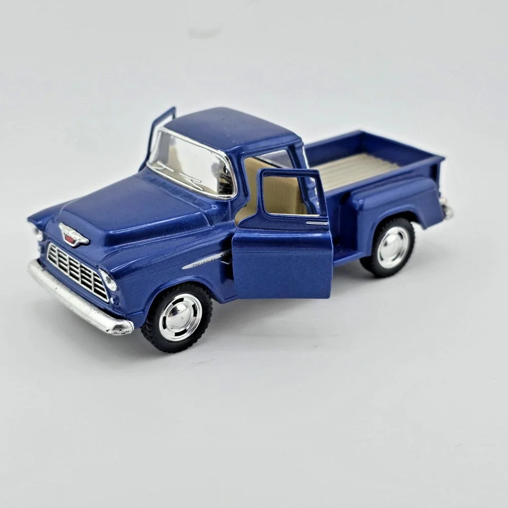 Kinsmart Diecast Cars 1955 Chevy Stepside Pick-Up 1/32 Scale Blue Pull Back